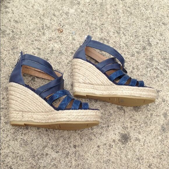 New Mond Italy leather espadrille wedges. Size 7 - Picture 2 of 5